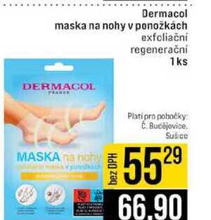 Dermacol maska na nohy v ponožkách exfoliační regenerační 1ks 