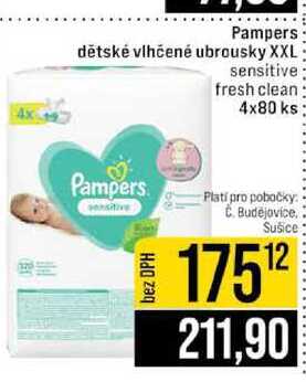 Pampers dětské vlhčené ubrousky XXL sensitive fresh clean 4x80 ks