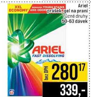 Ariel prašek, gel na praní různé druhy 50-63 dávek 