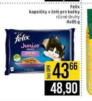 Felix kapsičky v želė pro kočky různé druhy 4x85g