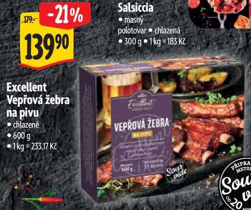 Excellent Vepřová žebra na pivu, 600 g 