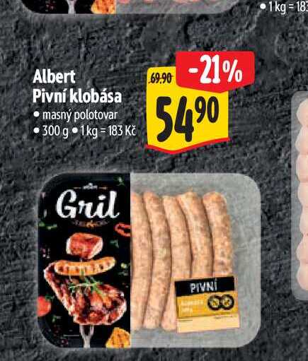 Albert Pivní klobása  300 g 