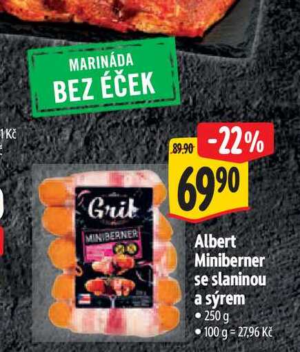  Albert Miniberner se slaninou a sýrem 250 g   