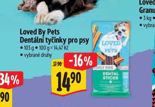  Loved By Pets Dentální tyčinky pro psy 103 g 
