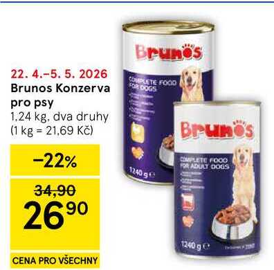 Brunos Konzerva pro psy, 1,24 kg