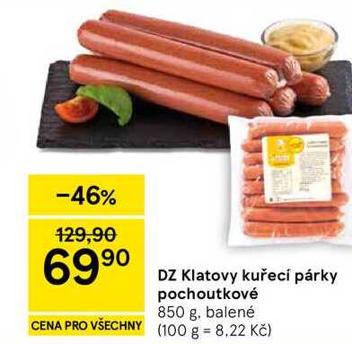 DZ Klatovy kuřecí párky pochoutkové, 850 g 