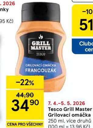 Tesco Grill Master Grilovací omáčka, 250 ml, více druhů 