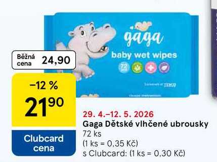 Gaga Dětské vlhčené ubrousky, 72 ks 