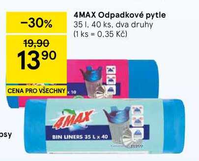 4MAX Odpadkové pytle, 35 l, 40 ks, dva druhy  