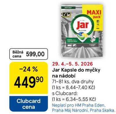 Jar Kapsle do myčky na nádobí, 71-81 ks, dva druhy  