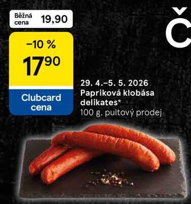 Papriková klobása delikates, 100 g