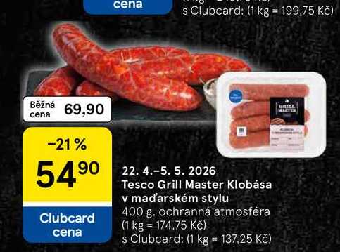 Tesco Grill Master Klobása v maďarském stylu, 400 g