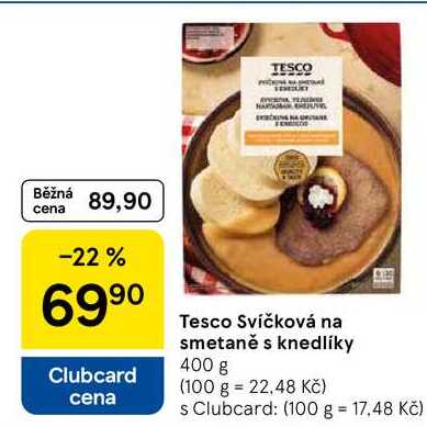 Tesco Svíčková na smetaně s knedlíky, 400 g 