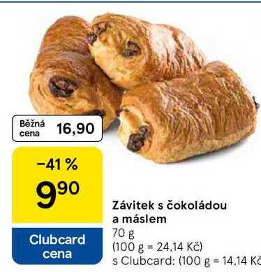 Závitek s čokoládou a máslem, 70 g 