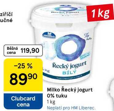 Milko Řecký jogurt 0% tuku, 1 kg  