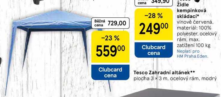 Tesco Zahradní altánek, plocha 3 x 3 m. ocelový rám, modrý 