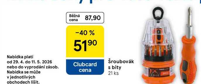 Šroubovák s bity, 21 ks