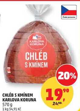 CHLÉB S KMÍNEM KARLOVA KORUNA, 570g 