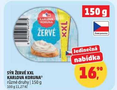SÝR ŽERVÉ XXL KARLOVA KORUNA různé druhy, 150g 