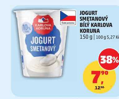 JOGURT SMETANOVÝ BÍLÝ KARLOVA KORUNA, 150 g  
