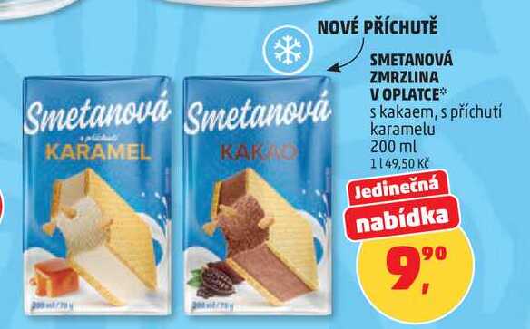 SMETANOVÁ ZMRZLINA V OPLATCE s kakaem, 200 ml