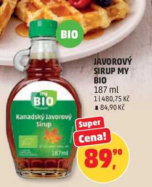 JAVOROVÝ SIRUP MY BIO, 187 ml 