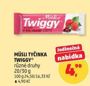 MÜSLI TYČINKA TWIGGY nabídka různé druhy, 20/30 g 