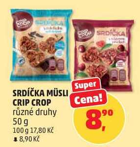 SRDÍČKA MÜSLI CRIP CROP různé druhy, 50 g 