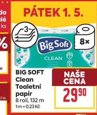 BIG SOFT Clean Toaletní papír 8 rolí