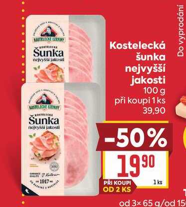 Kostelecká šunka nejvyšší jakosti 100 g