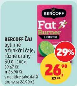 BERCOFF ČAJ bylinné a funkční čaje, různé druhy, 30 g  