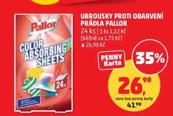 UBROUSKY PROTI OBARVENÍ PRÁDLA PALLOR, 24 ks 