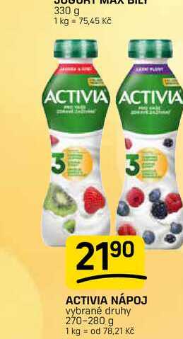 ACTIVIA NÁPOJ vybrané druhy 270-280 g 