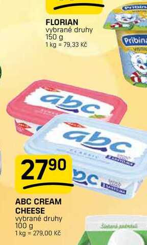 ABC CREAM CHEESE vybrané druhy 100 g 