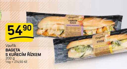 BAGETA S KUŘECÍM ŘÍZKEM 200 g