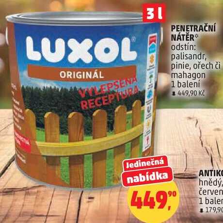 PENETRAČNÍ NÁTĚR odstín: palisandr, pinie, ořech či mahagon, 1 balení 