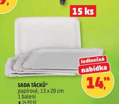 SADA TÁCKŮ papírové, 13 x 20 cm, 1 balení