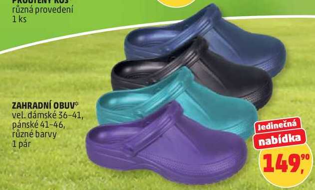ZAHRADNÍ OBUV vel. dámské 36-41, pánské 41-46, různé barvy, 1 pár