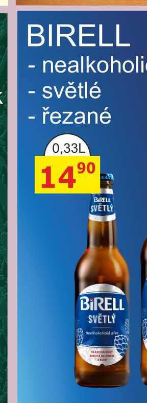 Radegast Birell světlý, nealkoholické pivo (plechovka) 0,33l