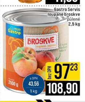 Gastro Servis loupané broskve pulené 2,5 kg 