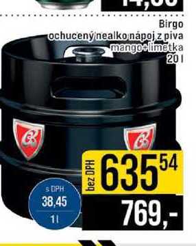 Birgo Ochucený nealko nápoj z piva mango limetka 20l