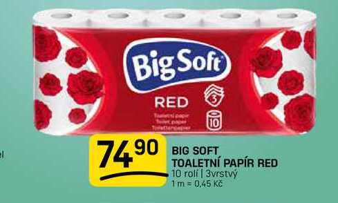 BIG SOFT TOALETNÍ PAPÍR RED 10 rolí | 3vrstvý 