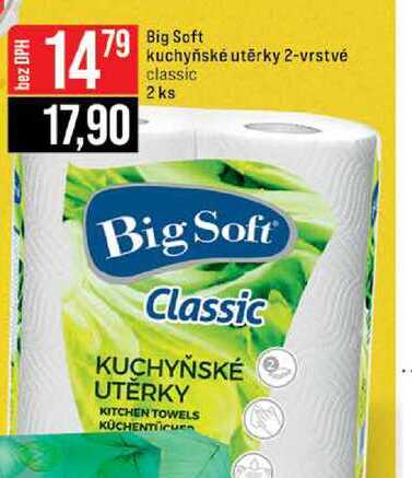 Big Soft kuchyňské utěrky 2-vrstvé classic 2ks 