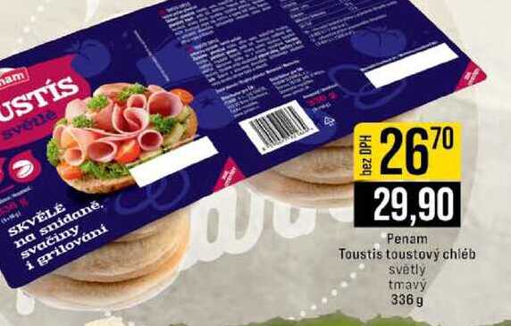 Penam Toustis toustový chléb světly tmavý 336 g 