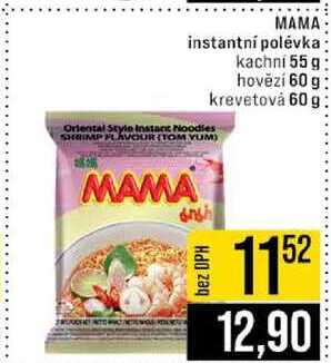 MAMA instantní polévka kachni 55g hovězí 60 g krevetová 60 g