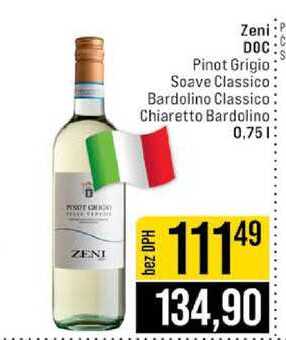 Zeni DOC Pinot Grigio Soave Classico Bardolino Classico Chiaretto Bardolino 0,75l