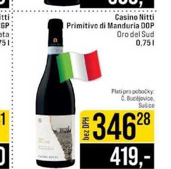 Casino Nitti Primitivo di Manduria DOP Oro del Sud 0,75l