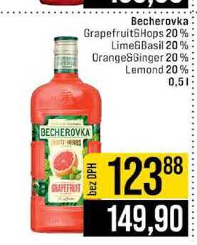 Becherovka Grapefruit&Hops 20% Lime&Basil 20% Orange&Ginger 20% Lemond 20% 0,5l