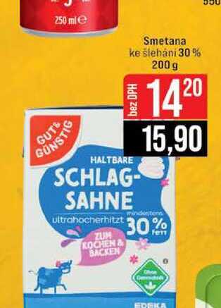 Smetana ke šlehání 30% 200 g 