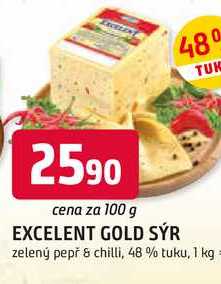 EXCELENT GOLD SÝR zelený pepř & chilli, 48 % tuku, 100g